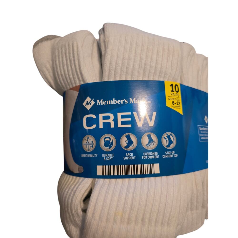 Makers Mark 10 Pack Crew Socks Size 6-12 NWT
